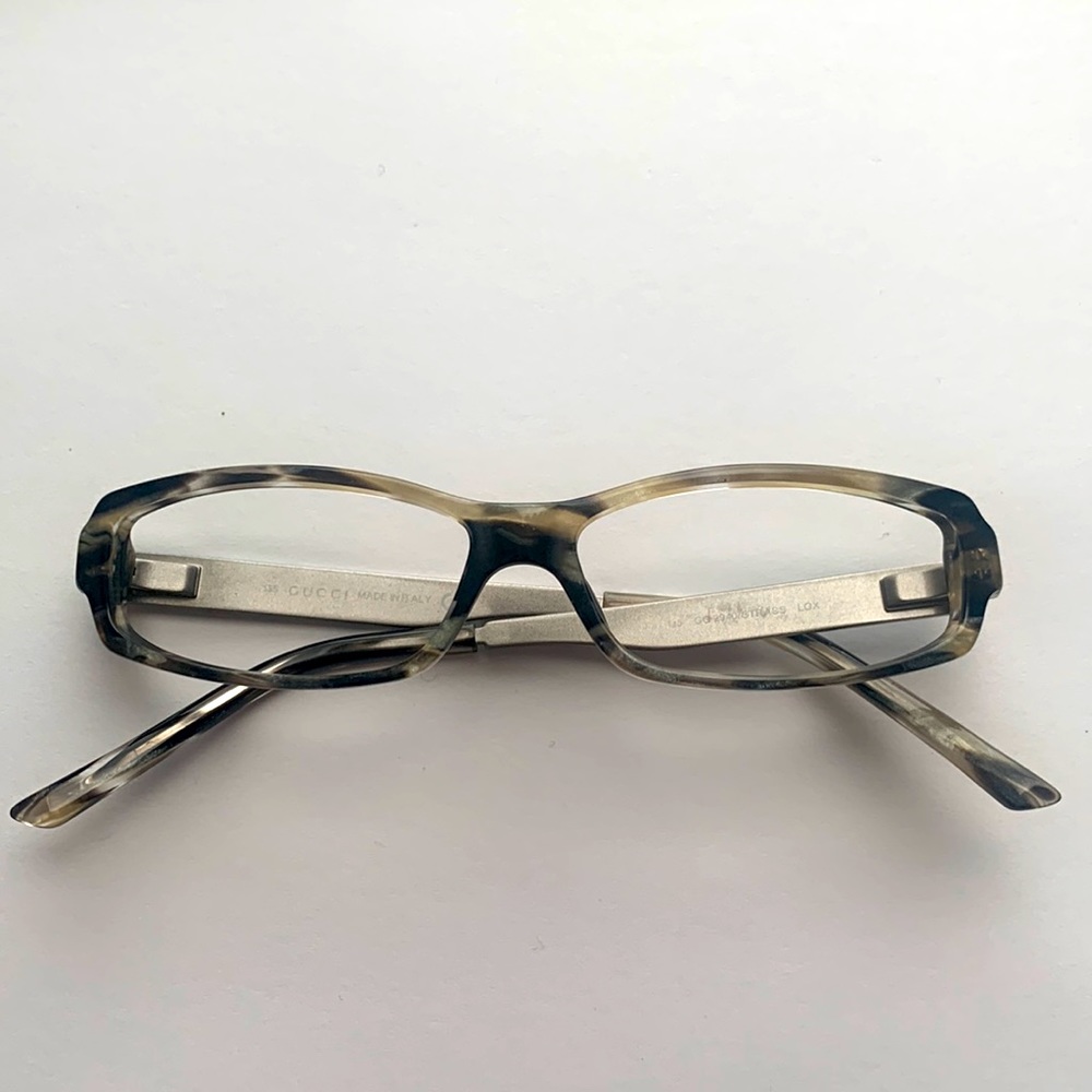 Gucci Grey/Black Marble and Metallic Eyeglass Frames GG2940/STRASS LGX